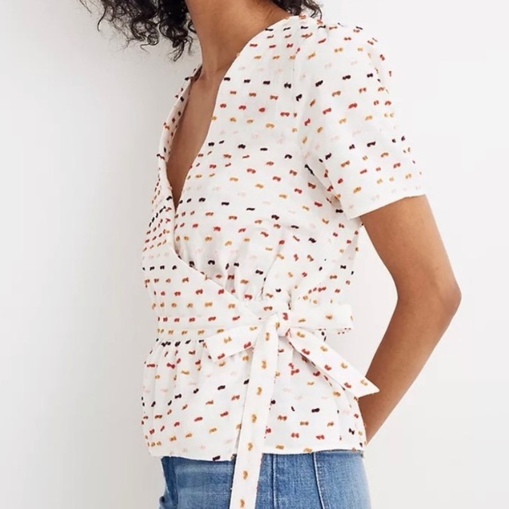 Madewell White Multicolor Wrap Blouse - Picture 2 of 4